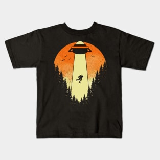 Bigfoot Ufo Abduction Kids T-Shirt